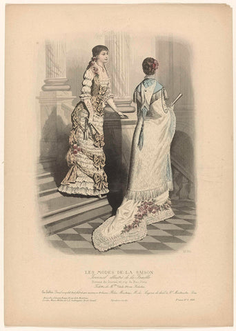 Les Modes de la Saison, Journal illustré de la Famille, 1880, 10th year, No. 6, No. 584: Toilettes de Melles Vidal (...), anonymous, 1880 Canvas Print