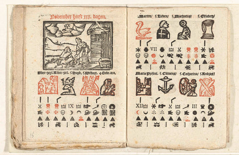 Pages with the forecast for the month of November, 1712, anonymous, 1712 Canvas Print