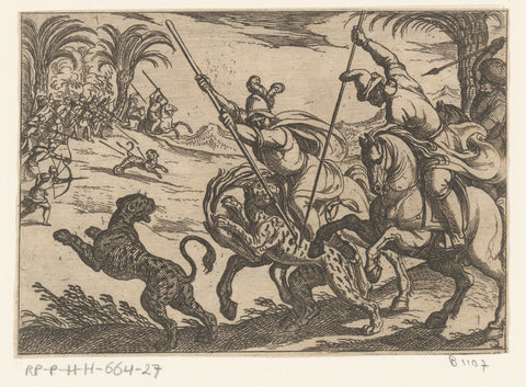 Hunt for leopards, Antonio Tempesta, 1598 Canvas Print