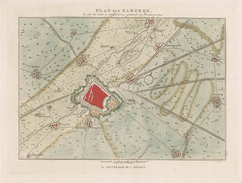 Plan of the reinforcements of Kamerijk, 1794, Cornelis van Baarsel, 1794 Canvas Print