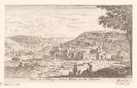 View of abbey near Tonnerre, Israel Silvestre, 1631 - 1661 Canvas Print