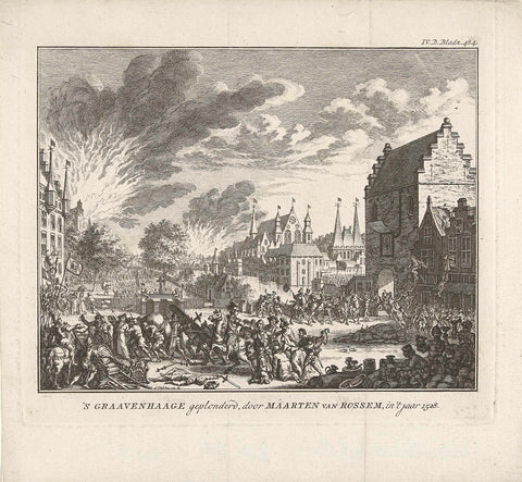 The Hague looted under the direction of Maarten van Rossum, 1528, Simon Fokke, 1722 - 1784 Canvas Print
