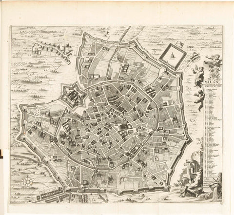 Map of Milan, 1726, Daniël Stopendaal, 1726 Canvas Print