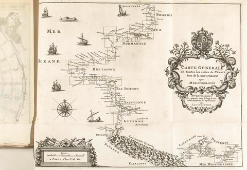 Overview map of the French coasts, c. 1702, anonymous, 1702 - 1703 Canvas Print