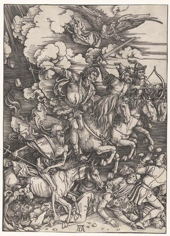 The four horsemen of the apocalypse, Albrecht Dürer, 1497 - 1498 Canvas Print