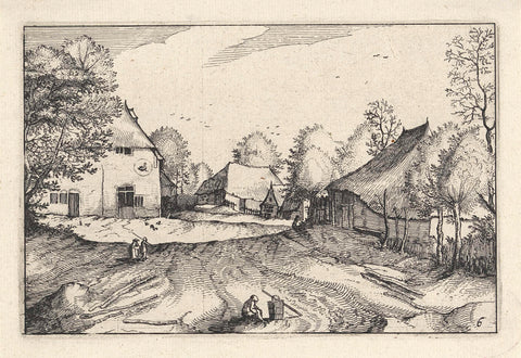 Inn with a swan, Claes Jansz. Visscher (II), 1612 Canvas Print