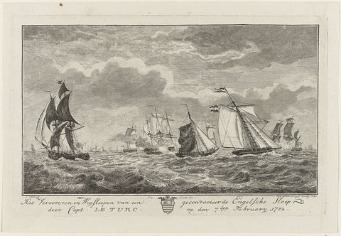 Conquest of an English sloop, 1782, Hendrik Roosing, 1782 - 1784 Canvas Print