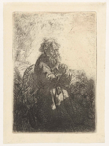 St Jerome kneeling in prayer, looking down, Rembrandt van Rijn, 1850 - 1906 Canvas Print