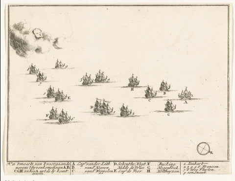 Naval battle between Dutch and Frenchmen on the North Sea (plate 11), 1694, Adriaen Schoonebeek, 1694 Canvas Print