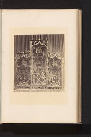 Oak altarpiece from the Sint-Waltrudiskerk in Herentals, exhibited at an exhibition on religious objects from the Middle Ages and Renaissance in 1864 in Mechelen, Joseph Maes, 1864 Canvas Print