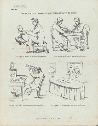 Cartoon on ministerial inertia, 1862, Johan Michaël Schmidt Crans, 1862 Canvas Print