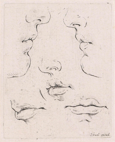 Three noses and five mouths, Stefano della Bella, 1620 - 1664 Canvas Print