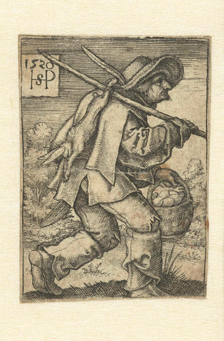 Boer op weg naar de markt, Hans Sebald Beham, 1520 Canvas Print