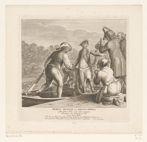 Duke Leopold von Braunschweig faces his death in the Oder, Daniel Nikolaus Chodowiecki, 1785 Canvas Print