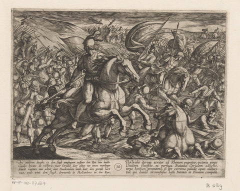 Cerialis drives the Dutch into the Rhine, Antonio Tempesta, 1611 - 1612 Canvas Print