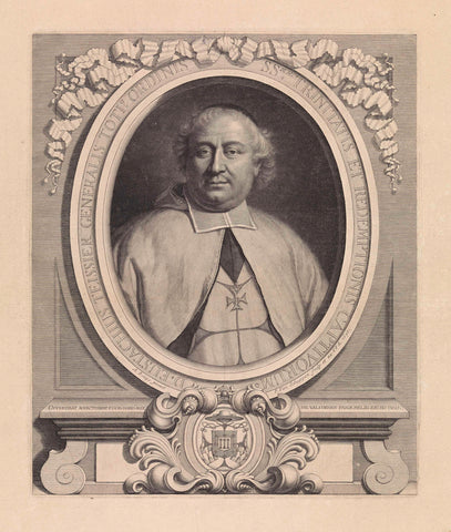 Portrait of Eustache Teissier, magister-general of the Order of the Trinitarians, Pieter van Schuppen, 1690 Canvas Print