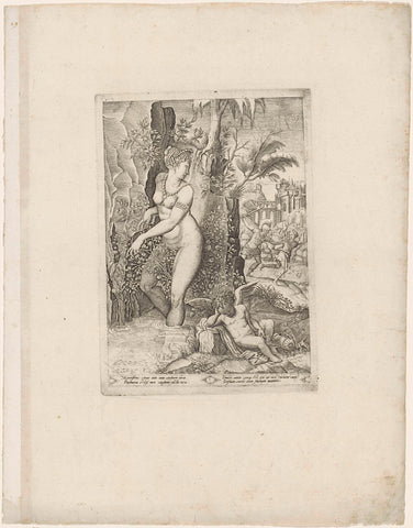 Venus en de roos, Monogrammist DWF, 1558 Canvas Print