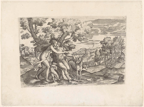 Venus and Adonis, anonymous, 1550 - 1570 Canvas Print