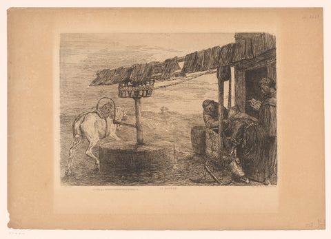 Grinding stone driven by a horse, Alphonse Legros, 1863 Canvas Print