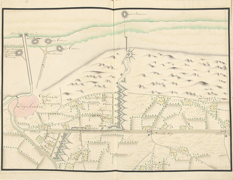 Map of the ramps north of Dunkirk, c. 1701-1715, Samuel Du Ry de Champdoré, 1706 Canvas Print