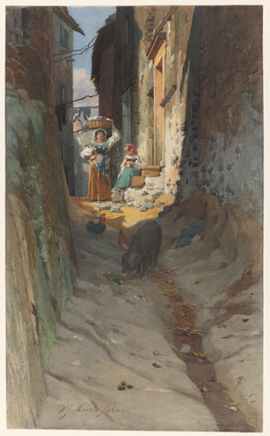 View of a Small Street in Rocca di Papa, Willem Johann Martens, c. 1870 - c. 1885 Canvas Print