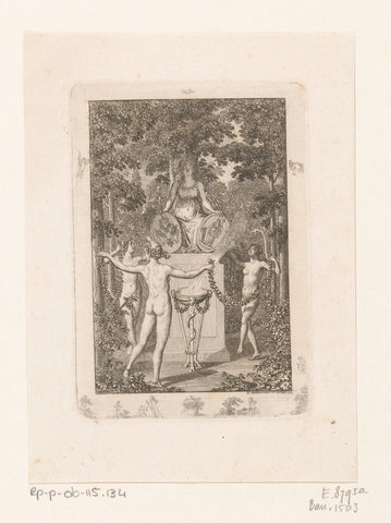 Peace honored by the three graces, Daniel Nikolaus Chodowiecki, 1798 Canvas Print