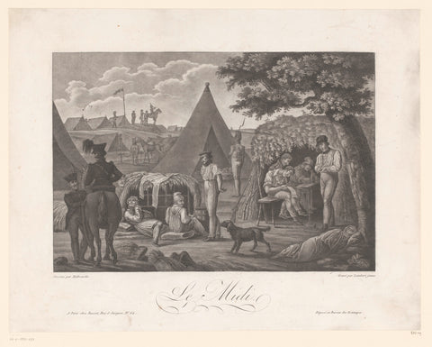 Military camp with resting figures, Lambert II, 1815 - 1841 Canvas Print