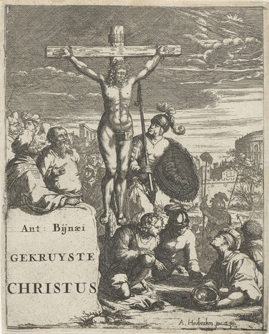 Christ on the cross, Arnold Houbraken, 1681 - 1683 Canvas Print