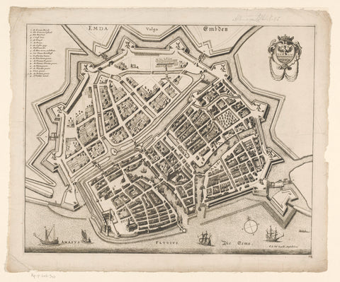 Map of Emden, anonymous, after 1695 - 1728 Canvas Print