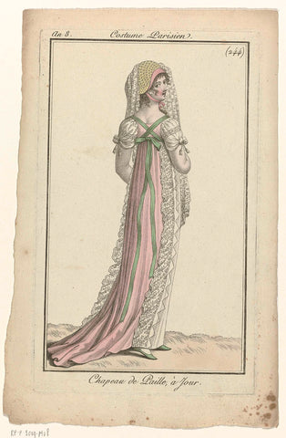 Journal des Dames et des Modes, Costume Parisien, 12 sept. 1800, Year 8 (244) : Chapeau de paill (...), anonymous, 1800 Canvas Print