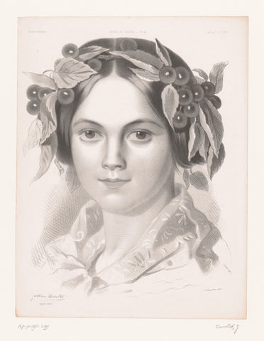 Head of a girl with cherries in her hair, Josephine Ducollet, in or after 1846 - in or before 1876 Canvas Print