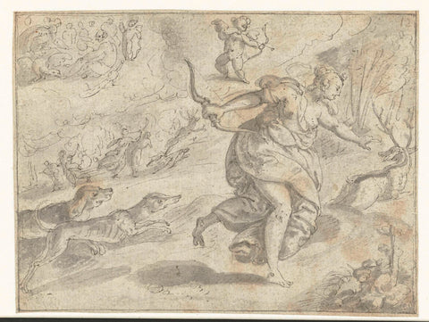 Diana and Cupido, Crispijn van den Broeck (attributed to), 1534 - 1591 Canvas Print