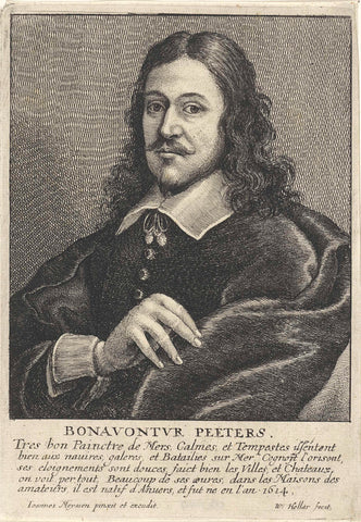 Portrait of Bonaventura Peeters the Elder, Wenceslaus Hollar, 1649 - 1670 Canvas Print