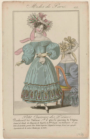 Petit Courrier des Dames, 1829, No. 623 : Bonnet de blond (...), anonymous, 1829 Canvas Print