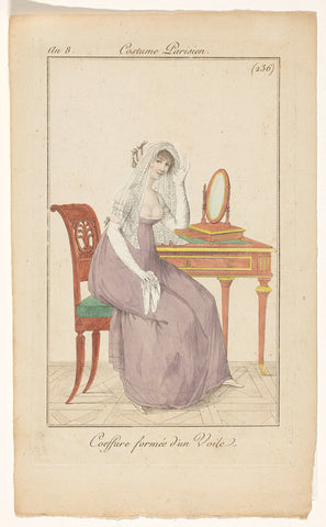 Young woman with veil, anonymous, 1799 - 1801 Canvas Print