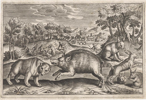 Hunting game, Adriaen Collaert, 1595 - 1652 Canvas Print