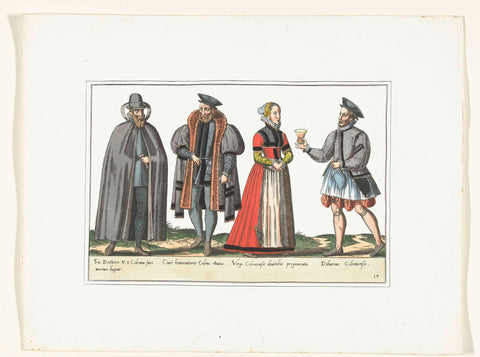 Three men and a woman dressed according to German fashion, ca. 1580, anonymous, 1872 - 1875 Canvas Print