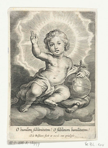 Christ child as Salvator Mundi sitting on cloud, Schelte Adamsz. Bolswert, 1596 – 1659 Canvas Print