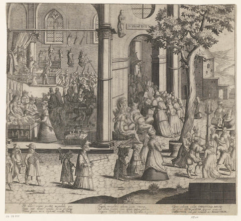 Grotesque cartoon on the Roman church (right plate), Robert de Baudous, 1605 Canvas Print