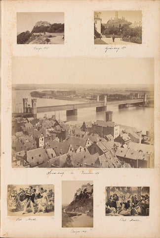 Dombrug (Dombrücke) in Cologne seen over roofs, anonymous, 1876 Canvas Print