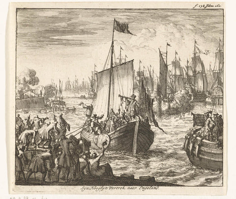 William III Departs with the Fleet for England, 1688, Jan Luyken, 1689 Canvas Print