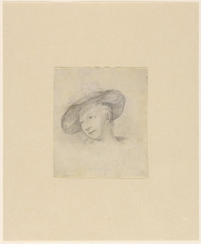 Head of an elegant shepherdess with hat, Hieronymus van der Mij, c. 1730 - c. 1735 Canvas Print