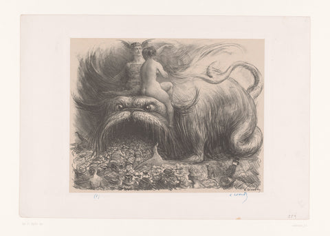 Monster devouring humans, Charles Lucien Léandre, 1902 Canvas Print