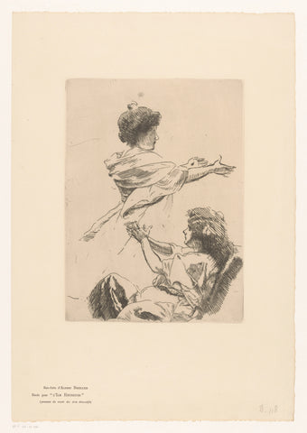 Studie van twee vrouwelijke figuren met uitgestrekte armen, Albert Besnard, in or before 1900 Canvas Print