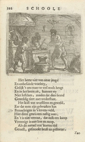 Two figures in the interior of a forge, Arnold Houbraken, 1682 Canvas Print