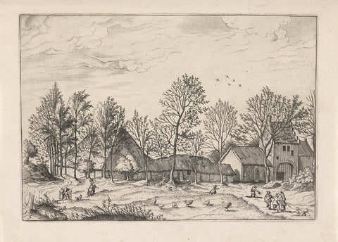 Farmhouse with gatehouse, Johannes or Lucas van Doetechum, 1610 - before 1676 Canvas Print