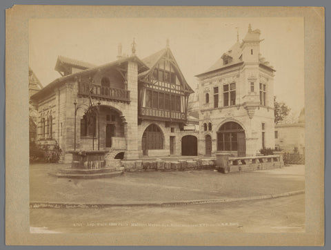 View of houses in historical style during the World's Fair of 1889 in Paris, anonymous, c. 1889 Canvas Print