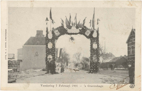 Decorations at the wedding of Wilhelmina, Queen of the Netherlands, and Hendrik van Mecklenburg-Schwerin in The Hague on February 7, 1901, anonymous, anonymous, 1901 Canvas Print