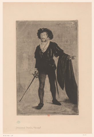 Portrait of Jean-Baptiste Faure in the role of Hamlet, Henri Charles Guérard, 1877 - 1897 Canvas Print