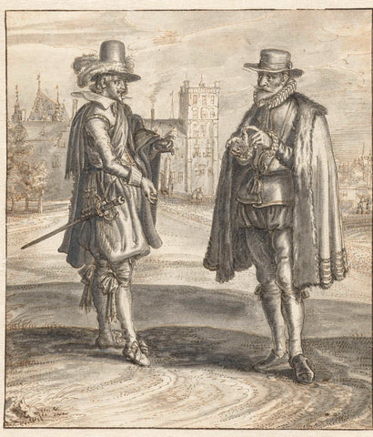 Two men in conversation at the Buitenhof, Adriaen Pietersz. van de Venne, 1600 - 1662 Canvas Print